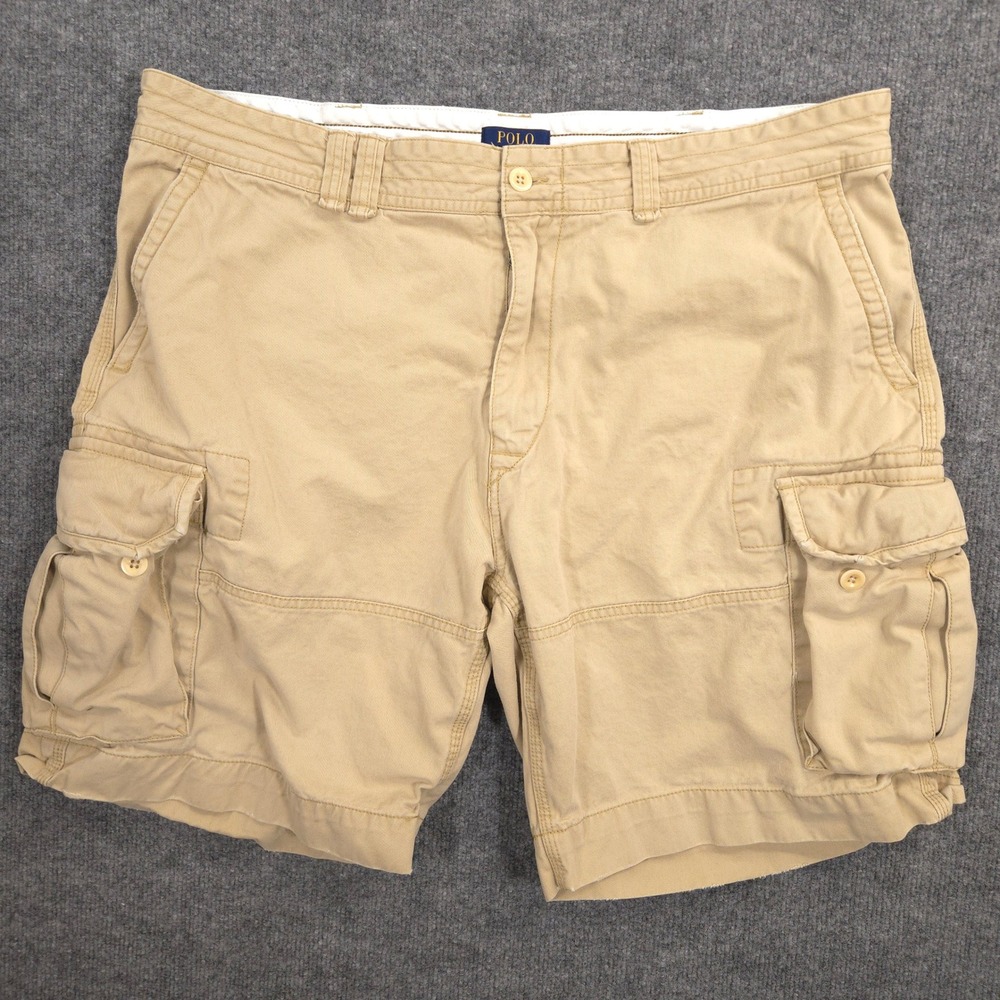 Polo Ralph Lauren Cargo Shorts Mens 42 Khaki Baggy Twill Preppy 9.5"‎ Inseam